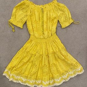 Hemant & Nandita Yellow Eyelet Mini Dress - XS